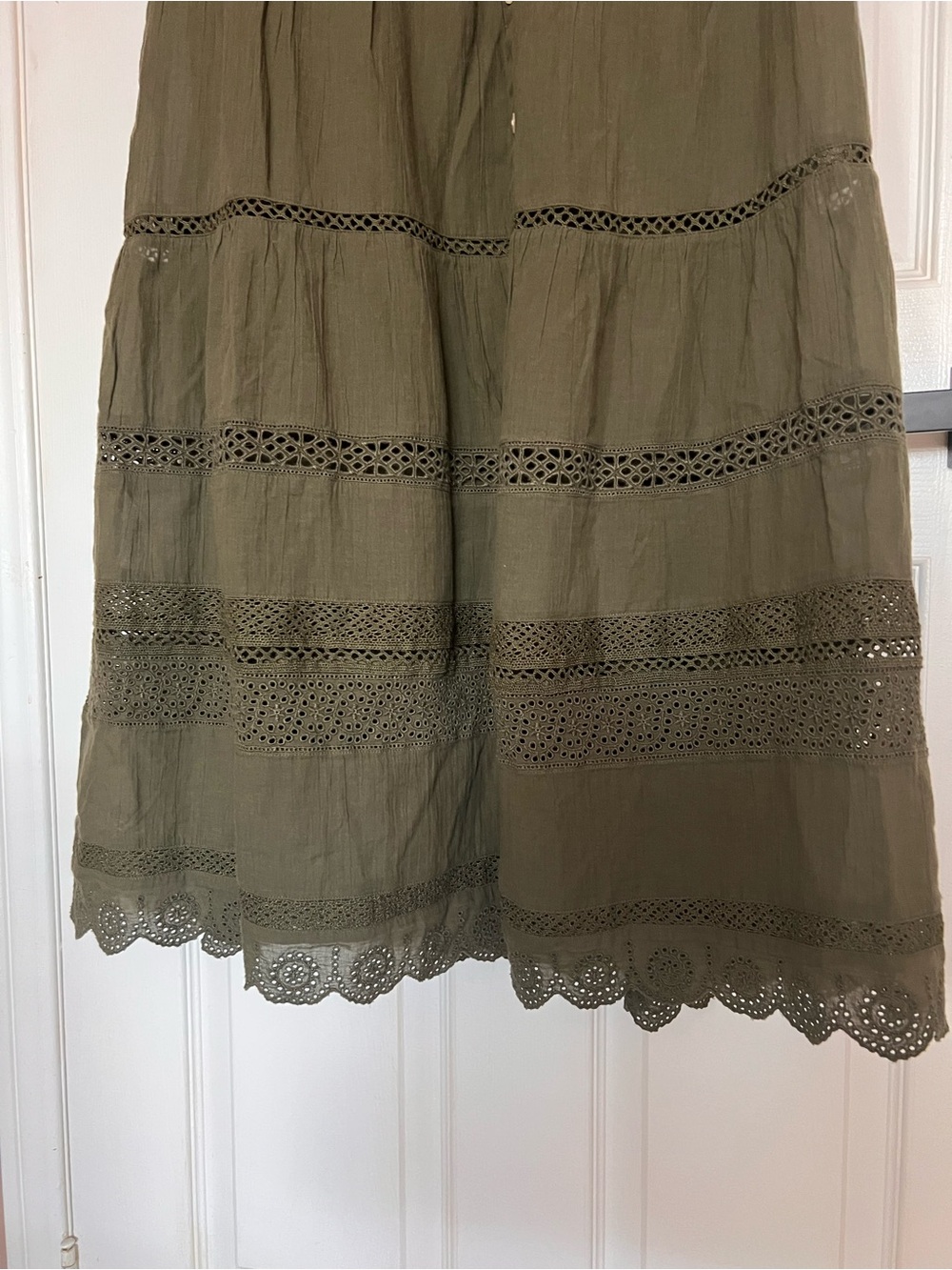 GAP Olive Lace-Trim Button-Front Maxi Dress - Picture 3 of 4